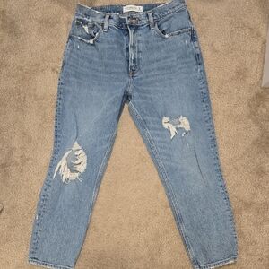 Abercrombie & Fitch Light Blue Distressed Ankle Jeans